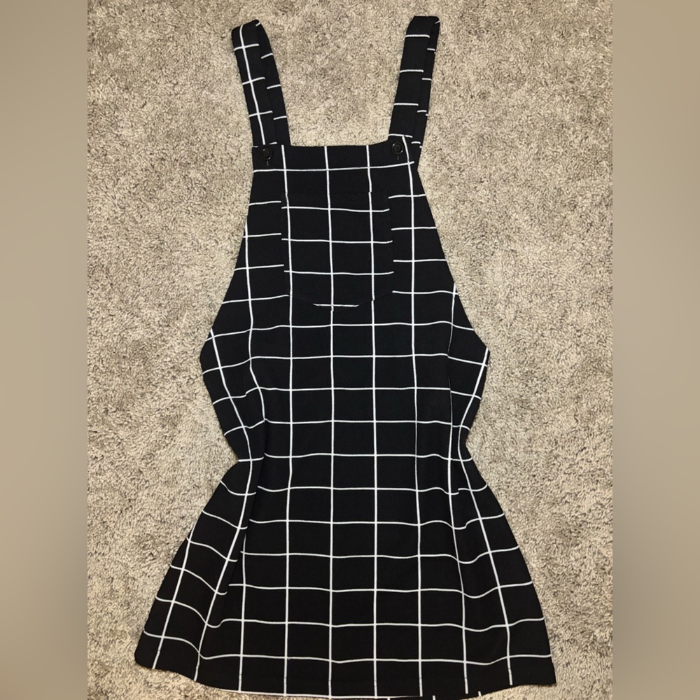 Checkered short skirt jumpsuit